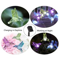 Wsgift Solar Hummingbird String Lights, 15.8 Ft 30 Warm White Led Outdoor Waterproof Bird Fairy String Lights For Garden Yard Outdoor Decorations