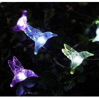 Wsgift Solar Hummingbird String Lights, 15.8 Ft 30 Warm White Led Outdoor Waterproof Bird Fairy String Lights For Garden Yard Outdoor Decorations