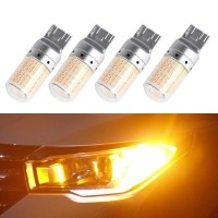 1797 T20 7440 Led Turn Signal Lights Bulbs W21W Wy21W Error Free No Anti Hyper Flash Amber Yellow Tail Lamps Front Rear Replacement Super Bright Projector 3014Smd 12V 21W 4 Pack