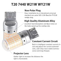 1797 T20 7440 Led Turn Signal Lights Bulbs W21W Wy21W Error Free No Anti Hyper Flash Amber Yellow Tail Lamps Front Rear Replacement Super Bright Projector 3014Smd 12V 21W 4 Pack