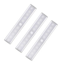 Lepotec 10 Led Warm White Under Counter Closet Lighting Led Motion Sensor Cabinet Light Battery Powered Operated Light Rechargeable Wireless Motion Sensor Closet Light(3 Pack)