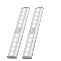 Lepotec 10 Led Under Cabinet Lighting, Under Cabinet Light, Closet Lights Motion Sensor Light,Usb Rechargeable Stick-On Stairs Step Light Bar, Led Night Light Magnetic Closet Lighting, (2 Pack)