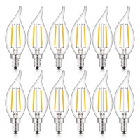 Crlight Led Candelabra Bulb 25W Equivalent 250Lm, 3000K Soft White 2W Led Chandelier Light Bulbs, E12 Vintage Edison Ca11 Clear Glass Candle Bulbs, Non-Dimmable Version, 12 Pack