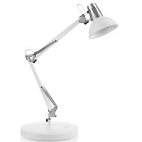 Lepower Metal Desk Lamp, Adjustable Goose Neck Architect Table Lamp With On/Off Switch, Swing Arm Desk Lamp With Clamp, Eye-Caring Reading Lamp For Bedroom, Study Room &Office (White)