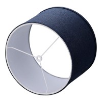 Alucset Double Medium Navy Blue Lamp Shades Set Of 2, Drum Fabric Lampshades For Table Lamp And Floor Light, 10X12X8 Inch, Natural Linen Hand Crafted, Spider (Navy Blue, 2 Pcs Pack)