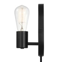 Globe Electric 51488 1-Light Plug-In Or Hardwire Wall Sconce, Matte Black, 6Ft Black Fabric Covered Cord, Inline On/Off Rocker Switch, Wall Lights For Bedroom Plug In, Kitchen Sconces Wall Lighting