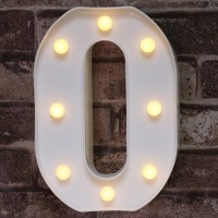 Pooqla Decorative Led Light Up Number Letters, White Plastic Marquee Number Lights Sign Party Wedding Decor Battery Operated Number (0)