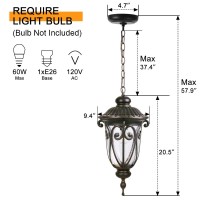 Goalplus Outdoor Pendant Light Fixture For Porch 20 12 High Antique Bronze Hanging Patio Light Fixture Exterior Waterproof C