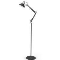 Lepower Floor Lamp, Swing Arm Floor Lamp, Industrial Floor Lamp With Heavy Metal Base, E26 Lamp Base Standing Reading Lamp, Modern Floor Lamp For Home Office, Living Room, Bedroom Black