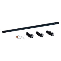 Kimyan 3-Light Led Track Lighting Kit With 3Ft H Type Track & Feed & End Caps For Kitchen,Retail,Living Room,3 Mr16 Bulbs Included,3000K,Dimmable, Hardwired,Black