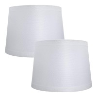 Alucset Double Medium Lamp Shades Set Of 2, Drum Fabric Lampshades For Table Lamp And Floor Light, 10X12X8 Inch, Natural Linen Hand Crafted, Spider (White, 2Pcs In 1 Cartoon Box)