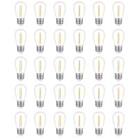 Visther 30Pack Outdoor String Light Bulbs Waterproof S14 Replacement Bulb E26 Base 1W 120V 2700K Warm White