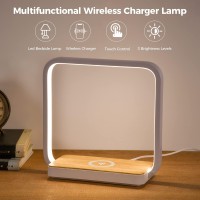 Blonbar Bedside Lamp Qi Charger Led Desk Lamp With Touch Control 3 Light Hues,Table Lamp Eye-Caring Reading Light For Kids, Adults, Home, Dorm And Office,Wireless Charge For All Qi Devices