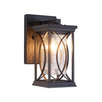 Dusk To Dawn Outdoor Wall Lanterns Small Modern Exterior Light Fixture Aluminum With Crack-Like Glass, Ul And Ip65 Waterproof Wall Sconce Outdoor Wall Light For Porch, Garage, Front Door, Black