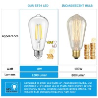 Vintage Led Dimmable Edison Light Bulbs 100W Incandescent Equivalent, 8W 1200Lumens, E26 Base Led Filament Bulb, 5000K Daylight White, St64/St21 Antique Clear Glass For Home, Reading, Bathroom, 4-Pack