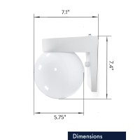 Coramdeo Commercial Residential Outdoor Led Globe Light, Dusk To Dawn Photocell, Wet Location, Built In Led Color Select Switch For 3K / 4K / 5K, 850 Lumens, White Cast Aluminum With White Globe