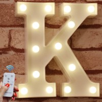 Pooqla Light Up Letters With Remote Led Marquee Letter Lights Alphabet Signs Timer Dimmable For Wall Table Wedding Home Party Bar Christmas Decoration, Letter K