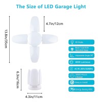 4 Pack Led Garage Lights 6000 Lumens Garage Celling Light 60W E26 Led Shop Lights With 4 Foldable Panels 6000K Daylight Defor