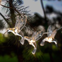 Globrite 10 Led Hummingbird Solar Garden Fairy String Lights (Warm White)