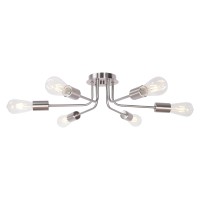 Eluze Semi Flush Mount Ceiling Light,6-Light Modern Industrial Sputnik Qil Rubbed Brone Ceiling Lighting Industrial Ceiling Lamp Fixtures For Dining Room Living Room Bedroom Kitchen Hallway Cafe Bar