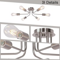 Eluze Semi Flush Mount Ceiling Light,6-Light Modern Industrial Sputnik Qil Rubbed Brone Ceiling Lighting Industrial Ceiling Lamp Fixtures For Dining Room Living Room Bedroom Kitchen Hallway Cafe Bar