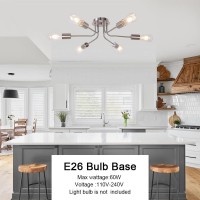 Eluze Semi Flush Mount Ceiling Light,6-Light Modern Industrial Sputnik Qil Rubbed Brone Ceiling Lighting Industrial Ceiling Lamp Fixtures For Dining Room Living Room Bedroom Kitchen Hallway Cafe Bar