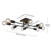 Eluze Ceiling Light Fixture Industrial Metal Flush Mount Light Oil Rubbed Bronze Ceiling Lamp With 8 Lights For Dining Room Kitchen Living Room Lighting