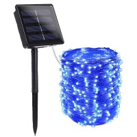 Agvmi Solar Fairy Lights,1 Pack 8 Modes 72Ft 200 Led Solar String Lights, Blue Solar Powered String Lights, Waterproof Copper Wire Lights For Homes Wedding Party Decorations (Blue)