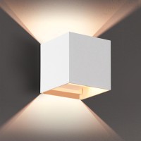 Oowolf Modern Led Wall Sconces Lamp, Waterproof Ip65 Aluminum Led Wall Lighting Up And Down Outdoor Indoor Square 110-240V 3000K G9 Replaceable Bulb For Entrance Living Room Bedroom Hallway