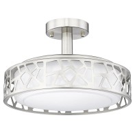 Vicnie 14Inch Semi-Flush Mount Ceiling Light, 20W Dimmable Close To Ceiling Light Fixture, Led 3000K Warm White, Brushed Nickel Finish Metal Frame And Acrylic Shade