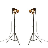 Xihome Vintage Industrial Black Retro Tripod Adjustable Floor Lamp Parking Light, 5 Meter Cable With Foot Switch Parking Light Tripod Gooseneck For Living Room Bedroom Office Bar Lighting (Pack Of 2)