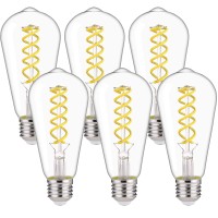 Bort 6W Vintage Led Edison Bulb, St58/St19, Daylight White 5000K, Antique Led Filament Light Bulbs, Dimmable, 60W Equivalent, 600Lm, E26 Standard Base, Clear Glass (6W-5000K-6Pack)