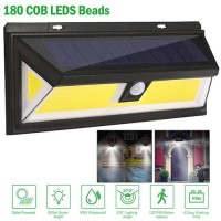 Solar Lights 180 Leds Solar Wall Light Outdoor Motion Sensor Lamp Ip65 Waterproof 120 Sensing 270Wide Lighting Angle For Garage Garden Pathway