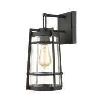 Crofton 1-Light Outdoor Sconce In Charcoal With Clear Glass