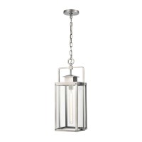 Crested Butte 1-Light Outdoor Pendant In Antique Brushed Aluminum With Clear Glass Enclosure