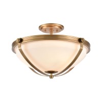 Connelly 3-Light Semi Flush In Natural Brass With Frosted Glass