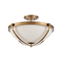 Connelly 3-Light Semi Flush In Natural Brass With Frosted Glass