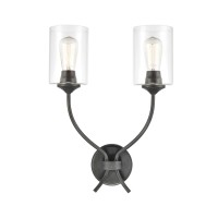 Daisy 2-Light Sconce In Midnight Bronze With Clear Glass