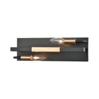 Heathrow 2-Light Vanity Light In Matte Black And Satin Brass