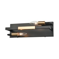 Heathrow 2-Light Vanity Light In Matte Black And Satin Brass