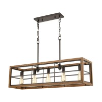 Warehouse Window 5-Light Island Light In Oil Rubbed Bronze And Medium Oak