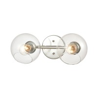 Claro 2-Light Vanity Light In Polished Chrome With Clear Glass