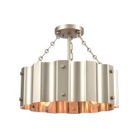 Clausten 3-Light Semi Flush In Matte Nickel With Satin Nickel Metal Shade