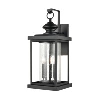 Minersville 3-Light Outdoor Sconce In Matte Black With Antique Speckled Glass