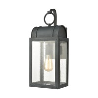 Heritage Hills 1-Light Outdoor Sconce In Aged Zinc With Seedy Glass Enclosure