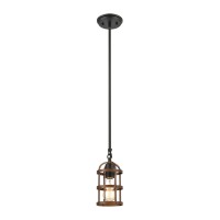 Millville 1-Light Mini Pendant In Oil Rubbed Bronze And Dark Oak