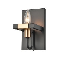 Heathrow 1-Light Vanity Light In Matte Black And Satin Brass