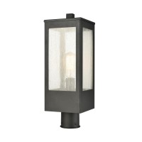 Angus 1-Light Outdoor Post Mount In Charcoal With Seedy Glass Enclosure