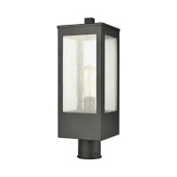 Angus 1-Light Outdoor Post Mount In Charcoal With Seedy Glass Enclosure