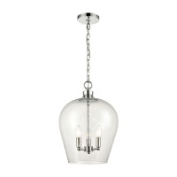 Darlene 3-Light Pendant In Polished Chrome With Seedy Glass